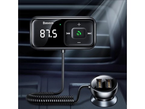 АЗП Baseus S-16 Black — зарядка + FM-модулятор з дисплеєм і двома портами USB