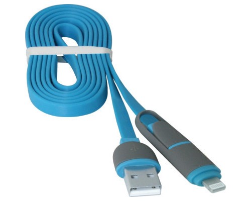 Дата кабель USB10-03BP USB - Micro USB/Lightning, blue, 1m Defender (87487)