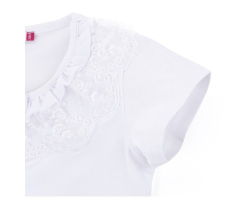 Футболка дитяча Matilda з коротким рукавом і мереживною оборкою (7134-164G-white)