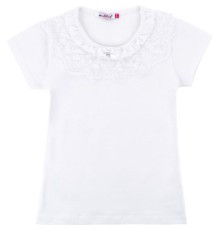 Футболка дитяча Matilda з коротким рукавом і мереживною оборкою (7134-164G-white)