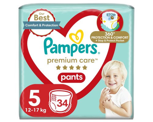 Підгузки Pampers Premium Care Pants Junior Розмір 5 (12-17 кг) 34 шт (8001090759870)