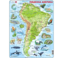 Пазл Larsen рамка-вкладиш Карта Південної Америки - тваринний світ (A25-UA)