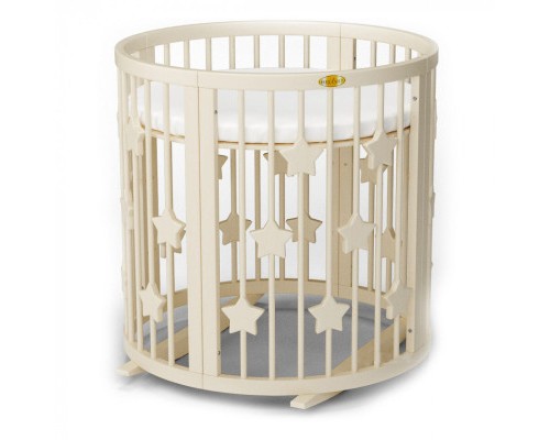 Ліжечко Ingvart SMART BED ROUND із зірочками молочний (1359001)