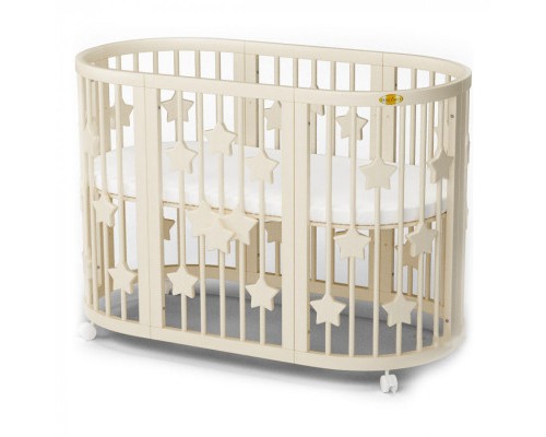 Ліжечко Ingvart SMART BED ROUND із зірочками молочний (1359001)