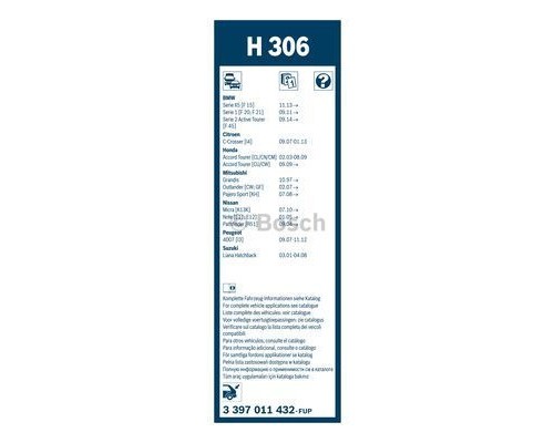 Щітка склоочисника Bosch 3 397 011 432