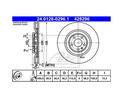 Гальмівний диск ATE 24-0128-0296-1-02