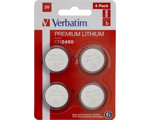 Батарейка Verbatim CR 2450 Lithium 3V * 4 (49535) 