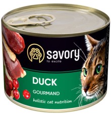 Вологий корм для кішок Savory Cat Can Adult для вибагливих котів (качка) 200 г (4820232630617)