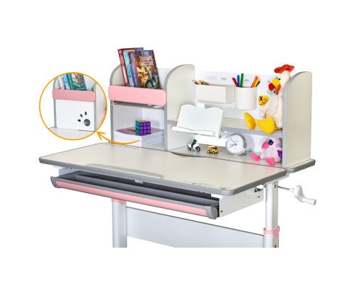 Парта Mealux Edmonton Multicolor Pink з полицею (BD-610 W/МС + PN с полкой)