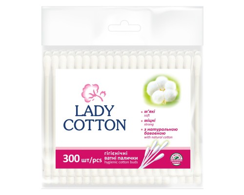 Ватні палички Lady Cotton в поліетиленовому пакеті 300 шт. (4823071621402) Ватні палички Lady Cotton в поліетиленовому пакеті 300 шт. (4823071621402)