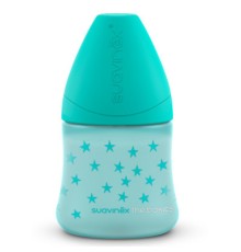 Пляшечка для годування Suavinex Basics 150 мл, 2шт. кругла соска повільний потік, зелена (307605/1)