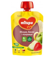 Дитяче пюре Milupa Яблуко, банан і полуниця з 6 місяців 80 г (6438091403587)