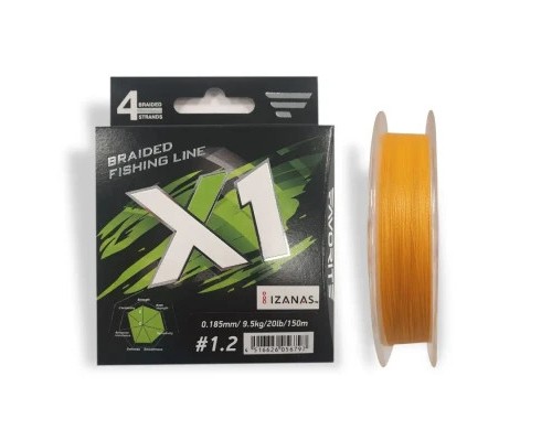 Шнур Favorite X1 PE 4x 150m 1.2/0.185mm 20lb/9.5kg Orange (1693.11.21)