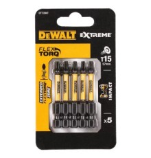 Набір біт DeWALT IMPACT TORSION, ударні, Torx, T15, L=57 мм, 5 шт (DT7394T)