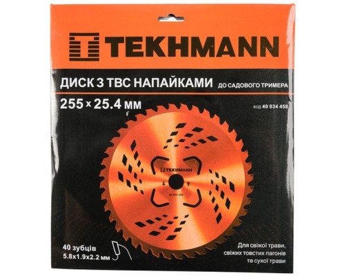 Ніж для тримера Tekhmann диск 255х25.4 мм 40 ТВС зубців, 4 підрізні лопасті (40034458)