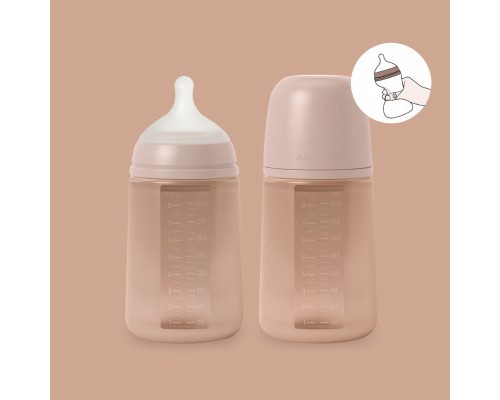 Пляшечка для годування Suavinex Colour Essence силіконова, повільний потік,240 мл, нюдова (308072)