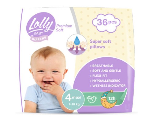 Підгузки Lolly Premium Soft 4 (7-18 кг) 36 шт (4820174981044)