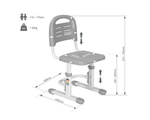 Шкільний стілець FunDesk SST3LS Grey