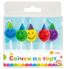 Свічка Maxi Смайли 5 шт на торт (MX629083)