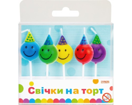 Свічка Maxi Смайли 5 шт на торт (MX629083)