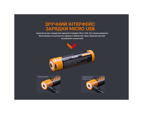 Акумулятор Fenix 18650 3400 mAh micro usb зарядка (ARB-L18-3400U) 