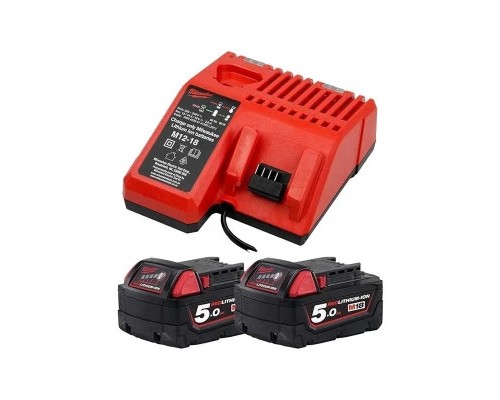 Набір акумулятор + зарядний пристрій Milwaukee M18 NRG-502С; M18 B5x2, M12-18FC (4933471980)