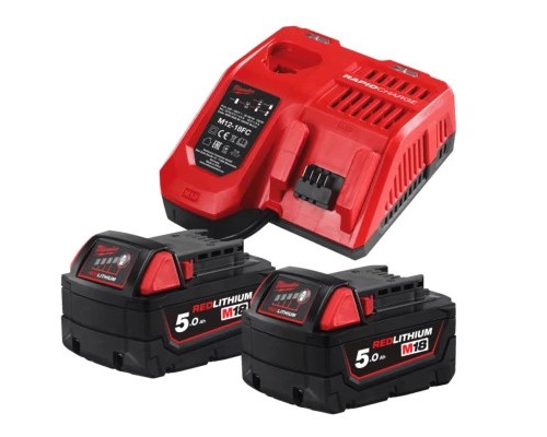 Набір акумулятор + зарядний пристрій Milwaukee M18 NRG-502С; M18 B5x2, M12-18FC (4933471980)