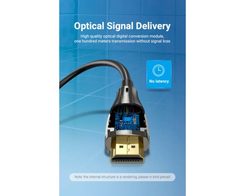 Кабель мультимедійний HDMI to HDMI 50.0m V2.0 Optical 4K 60Hz 18Gbps Dolby 7.1 PVC Black Zinc Alloy Vention (ALABX)