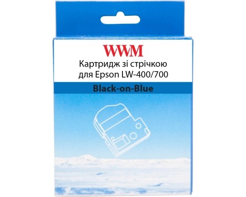 Стрічка для принтера етикеток WWM для Epson LW-400/700 18mm х 8m Black-on-Blue (WWM-SC18B)
