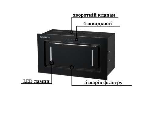 Витяжка кухонна GRANADO Palamos 1614-1200 black glass (GCH476411)
