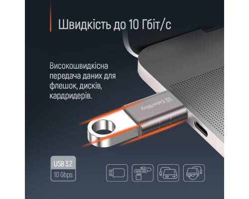 Перехідник OTG USB 3.2 AF to USB-C ColorWay (CW-AD-AC3)