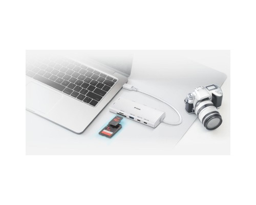 Концентратор D-Link USB-C 10-in-1 2xHDMI + 1xRJ45 1000Mbps + 2xUSB-C + USB 3.1 + USB 3.0 + SD + TF silver (DUP-A01)