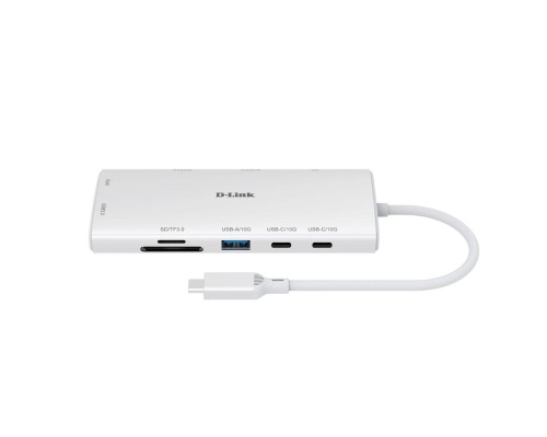 Концентратор D-Link USB-C 10-in-1 2xHDMI + 1xRJ45 1000Mbps + 2xUSB-C + USB 3.1 + USB 3.0 + SD + TF silver (DUP-A01)