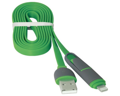 Дата кабель USB10-03BP USB - Micro USB/Lightning, green, 1m Defender (87489)
