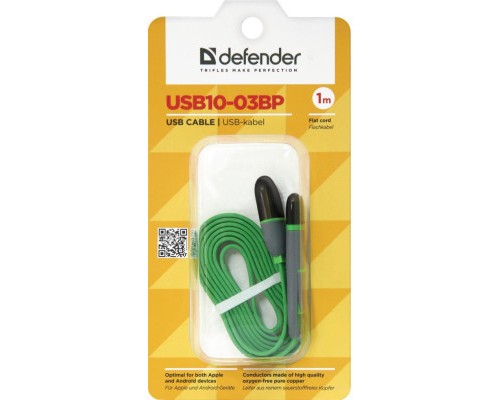 Дата кабель USB10-03BP USB - Micro USB/Lightning, green, 1m Defender (87489)