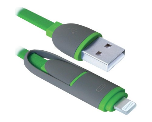 Дата кабель USB10-03BP USB - Micro USB/Lightning, green, 1m Defender (87489)