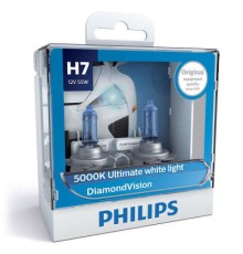 Автолампа Philips H7 Diamond Vision, 5000K, 2шт (12972DVS2)