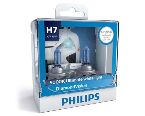 Автолампа Philips H7 Diamond Vision, 5000K, 2шт (12972DVS2)