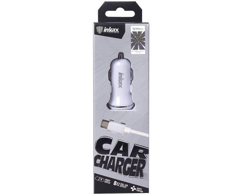 Зарядний пристрій Inkax CD-12 Car charger + Type-C cable 2USB 2.1A White (F_72207)