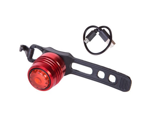 Задня велофара Velotrade мигалка BC-TL5398 красный свет USB Al красный корпус (L-022)