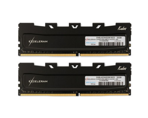 Модуль пам'яті для комп'ютера DDR4 32GB (2x16GB) 3600 MHz Black Kudos eXceleram (EKBLACK4323618CD)