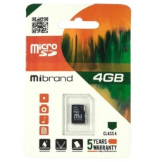Карта пам'яті Mibrand 4GB microSDHC class 4 (MICDC4/4GB)