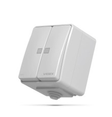 Вимикач Videx BINERA IP65 зовнішній 2кл з підсвічуванням (BINERA IP65 наружный 2кл с подсветкой)