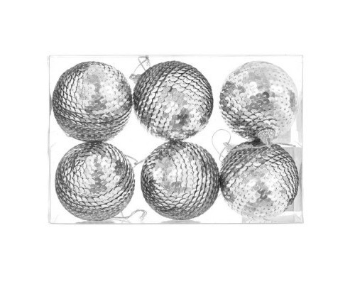 Ялинкова іграшка Jumi кульки 6 шт (6 см) сріблясті (5900410791015)