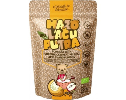 Дитяча каша Mazo Lāču Putra органічна гречана з яблуком та гарбузом з 6 міс 200 г (4751030350059)