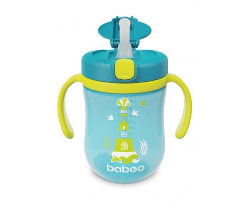 Поїльник-непроливайка Baboo з трубочкою Marine 300 мл Бірюзова (90602)