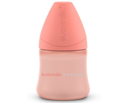 Пляшечка для годування Suavinex Basics 150 мл, 2шт. кругла соска повільний потік, рожева (307605/2)
