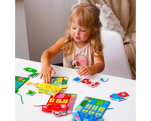 Розвиваюча іграшка Vladi Toys Гра-шнурівка Fisher Price Кольорові будиночки (укр) (VT5303-26) Розвиваюча іграшка Vladi Toys Гра-шнурівка Fisher Price Кольорові будиночки (укр) (VT5303-26)