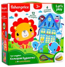 Розвиваюча іграшка Vladi Toys Гра-шнурівка Fisher Price Кольорові будиночки (укр) (VT5303-26)