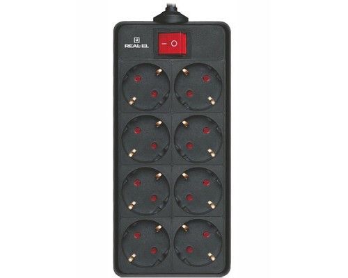 Мережевий фільтр живлення REAL-EL RS-8 Protect 5m, black (EL122300024)